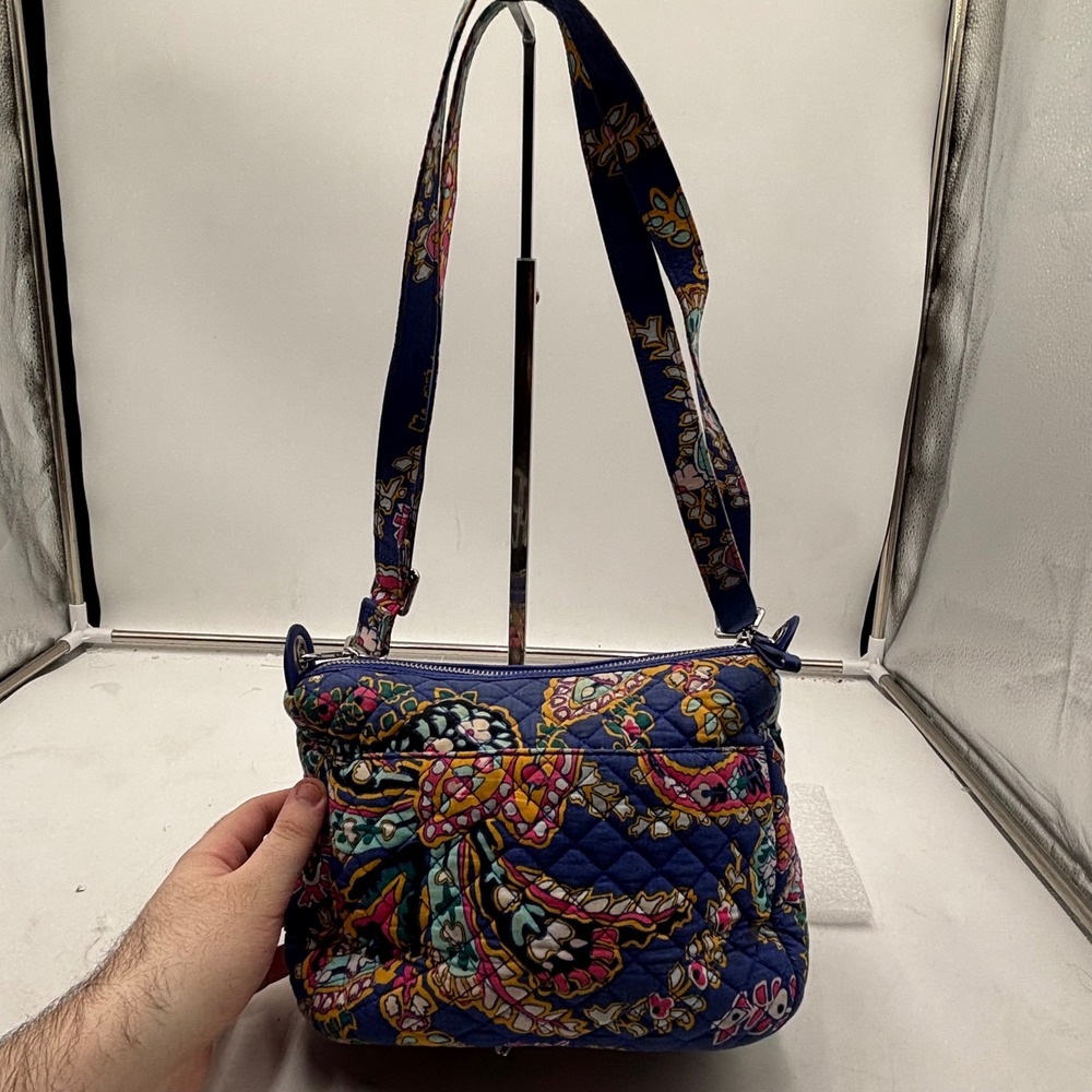 Vera Bradley Petal Paisley Blue Quilted Crossbody Shoulder Bag Floral